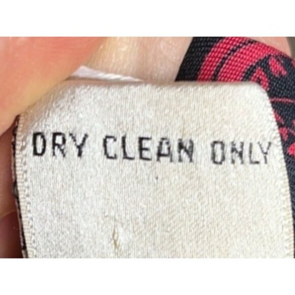 Liz Claiborne Dress Red Black Paisley Vtg 80s Career Midi Leather Belt Womens M - Picture 11 of 12